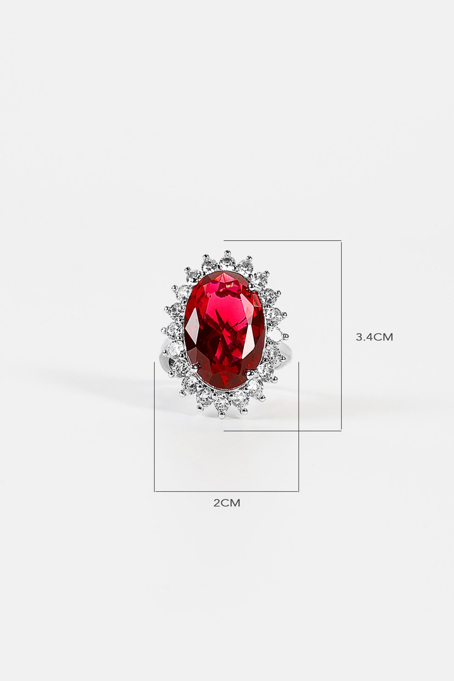 Oval Red Rhinestone Ring