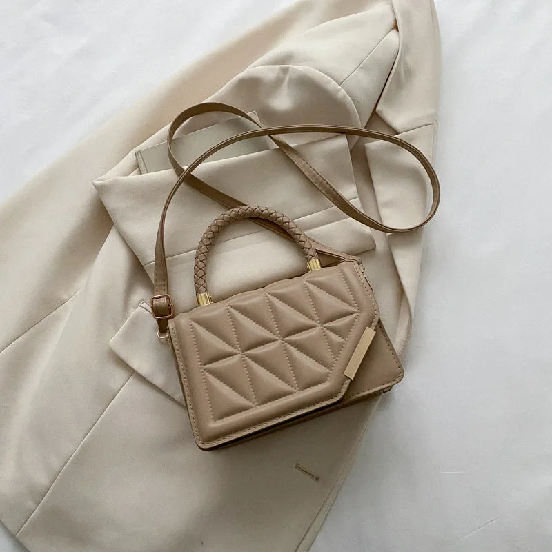 Plaid PU Leather Designer Crossbody Handbag