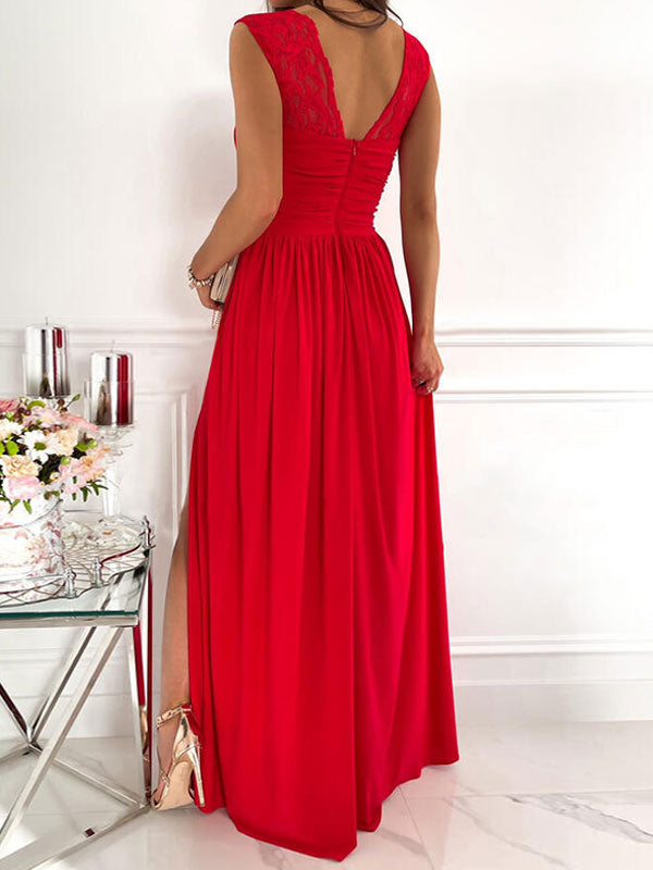 Party Dresses Apricot Sweetheart Neck Sleeveless Layered Prom Maxi Dress