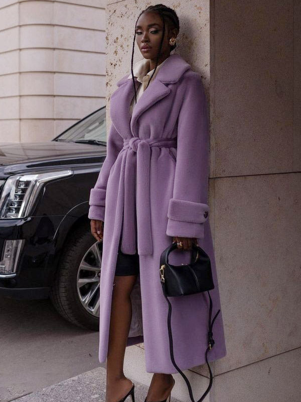 Faux Fur Coats Notched Lapel Oversized Winter Long Coat For Women 2026