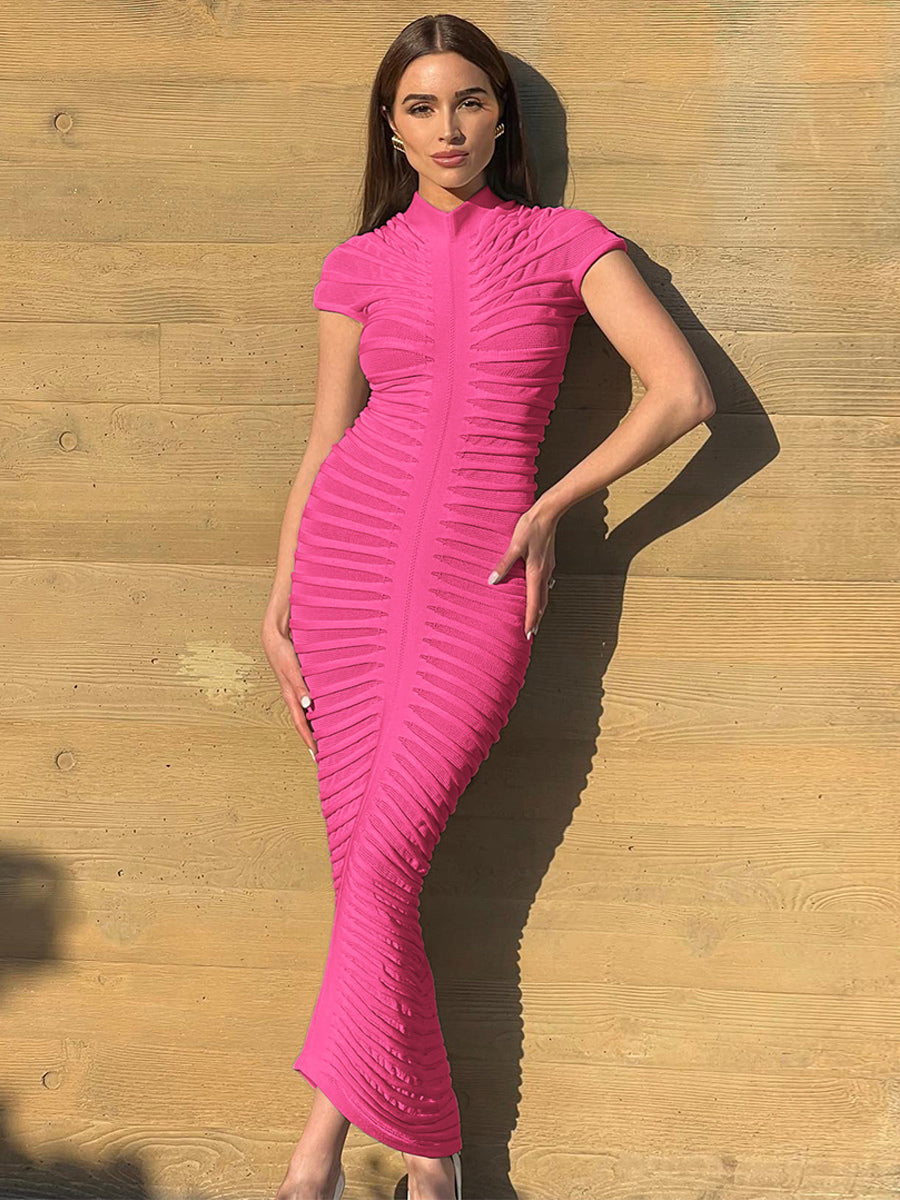 See Through Bodycon Dress Short Sleeve Ruched Night Out Maxi Dresses