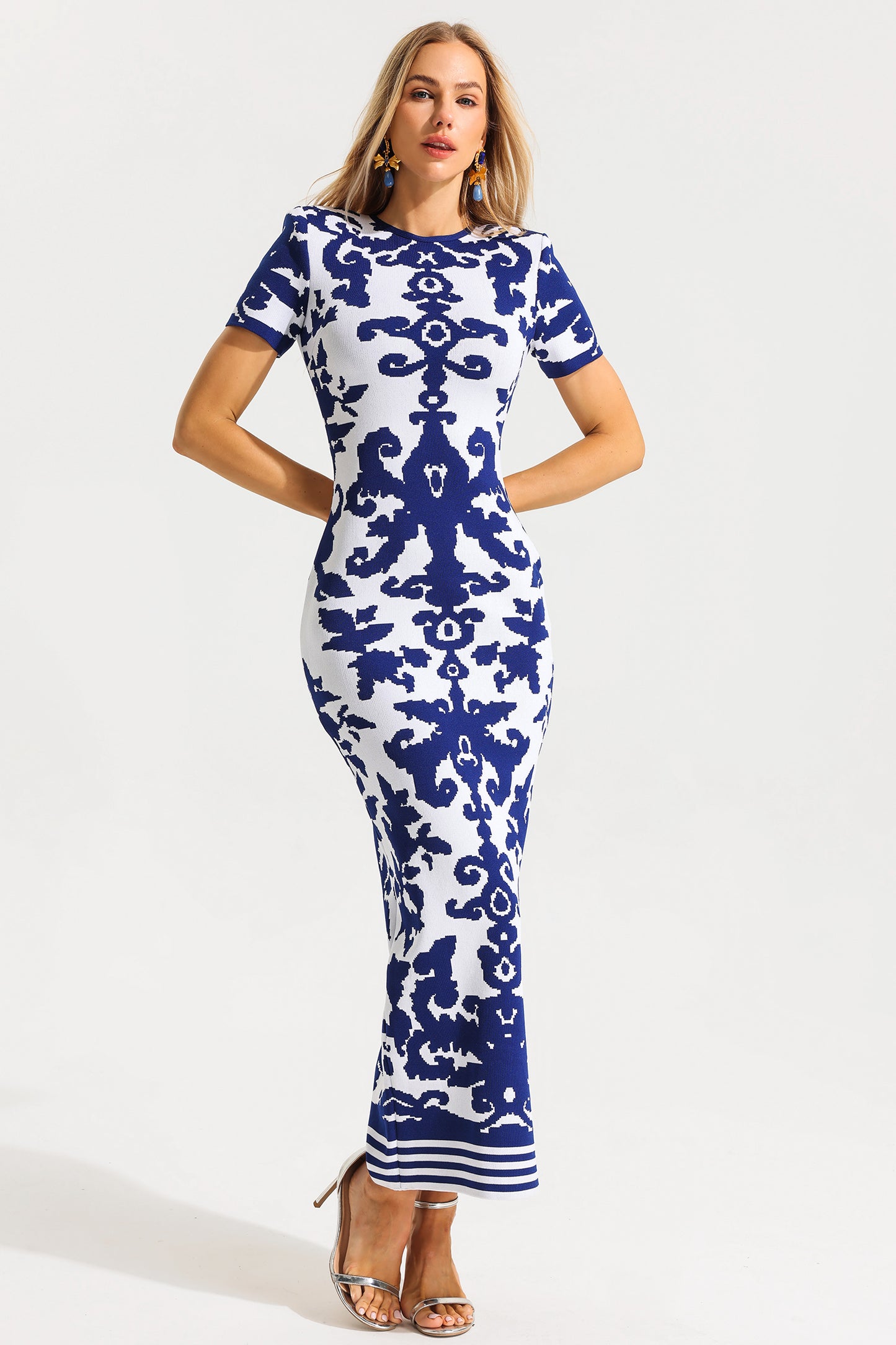 Kint Paisley Print Round Neck Midi Dress