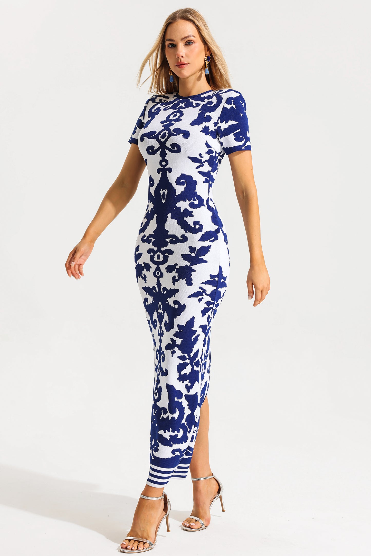 Kint Paisley Print Round Neck Midi Dress