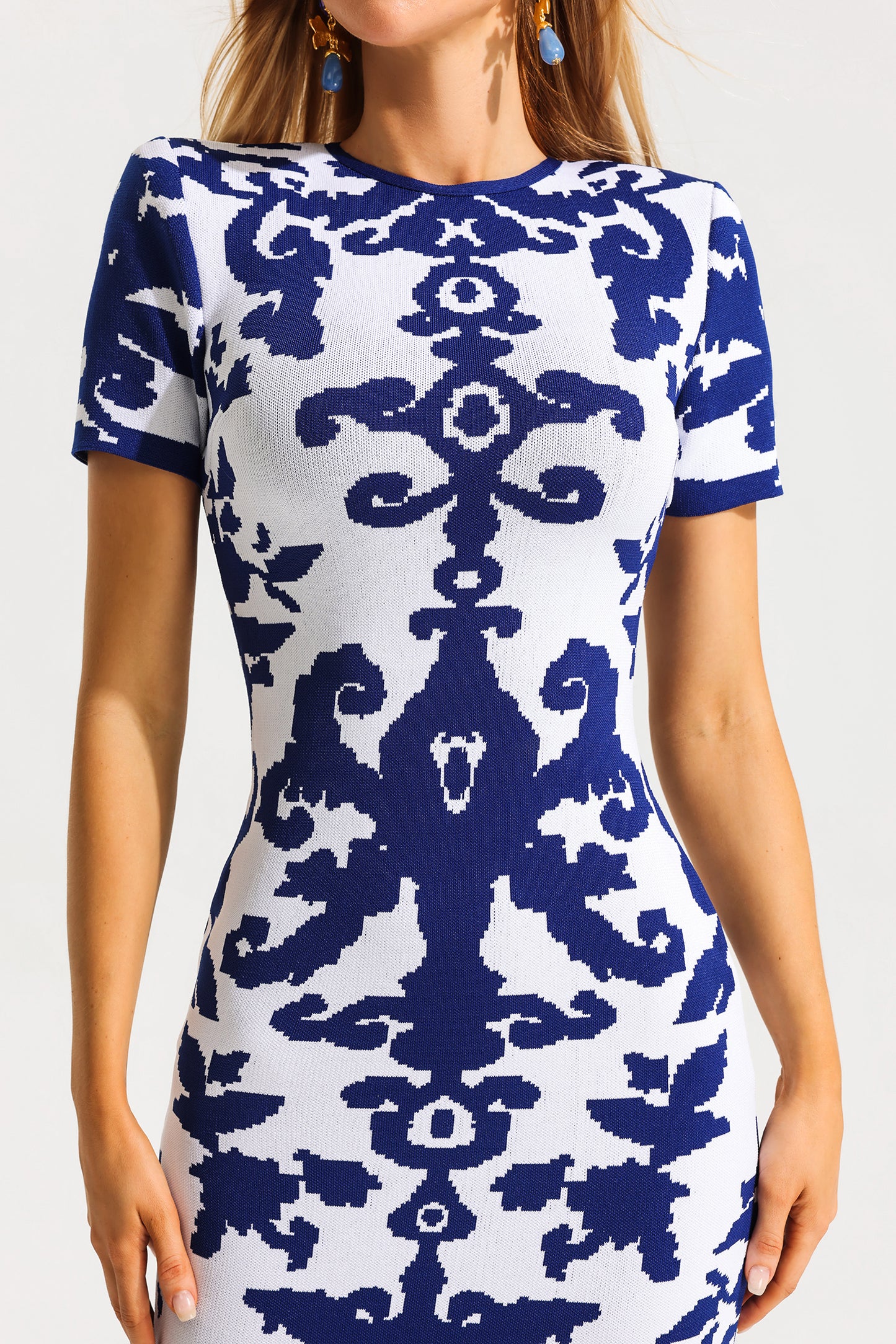 Kint Paisley Print Round Neck Midi Dress