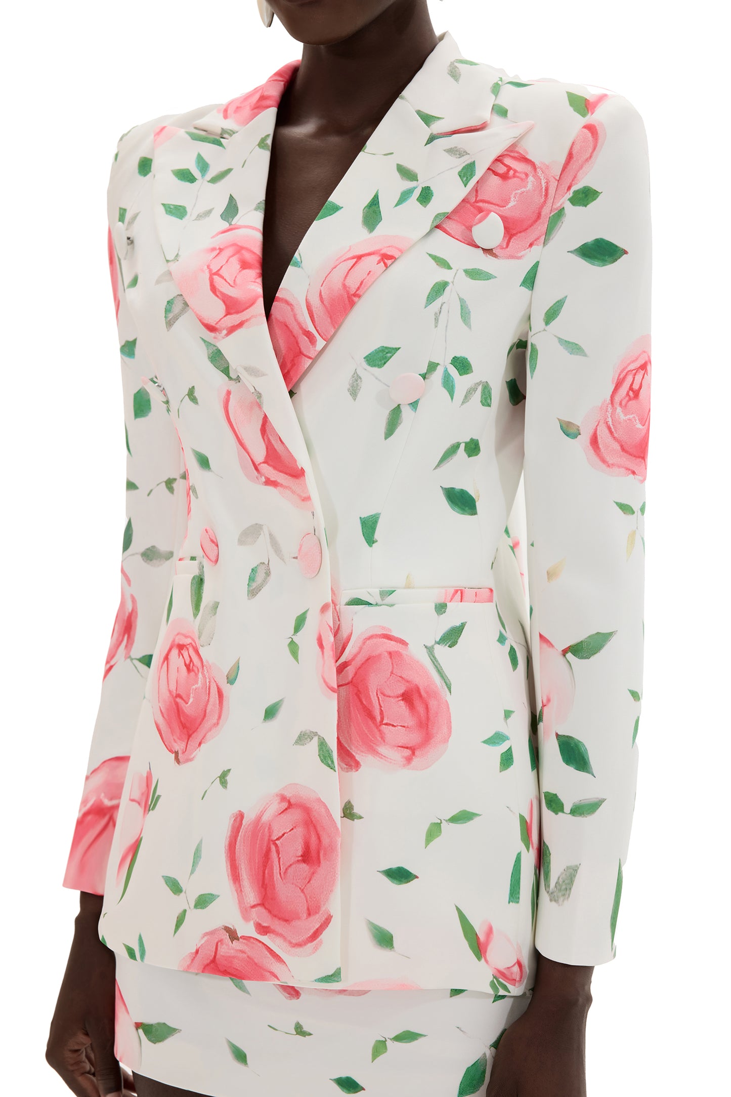 Floral Double Breasted Blazer & High Waist Mini Skirt Set