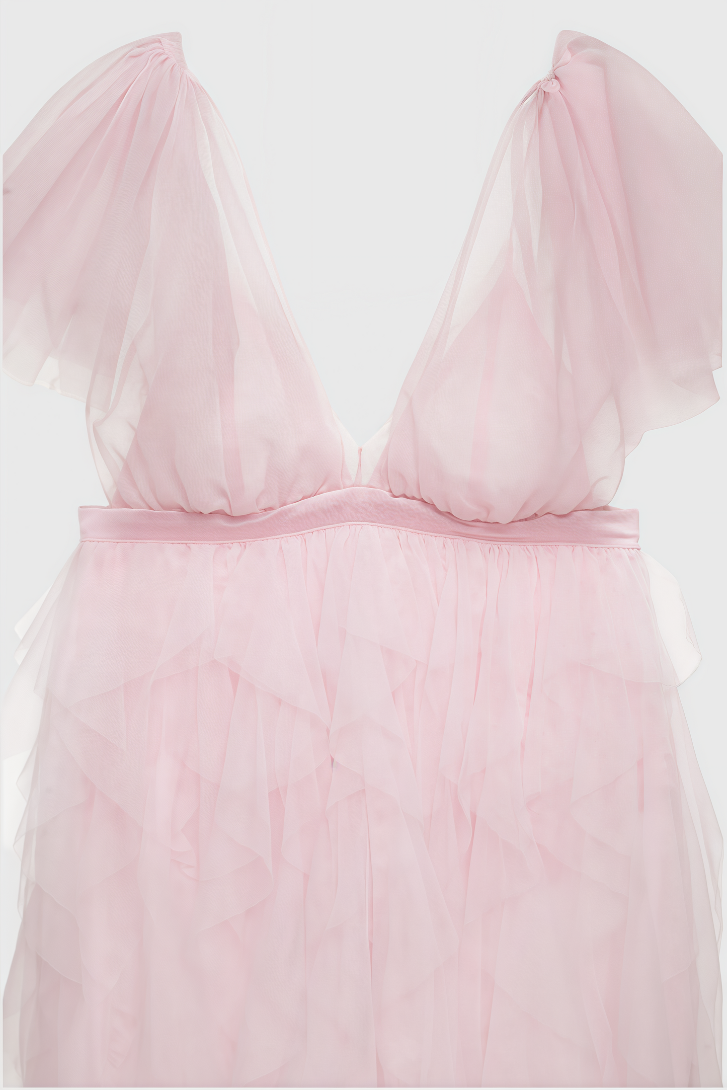 Chlos Pink Lace Mesh Maxi Dress