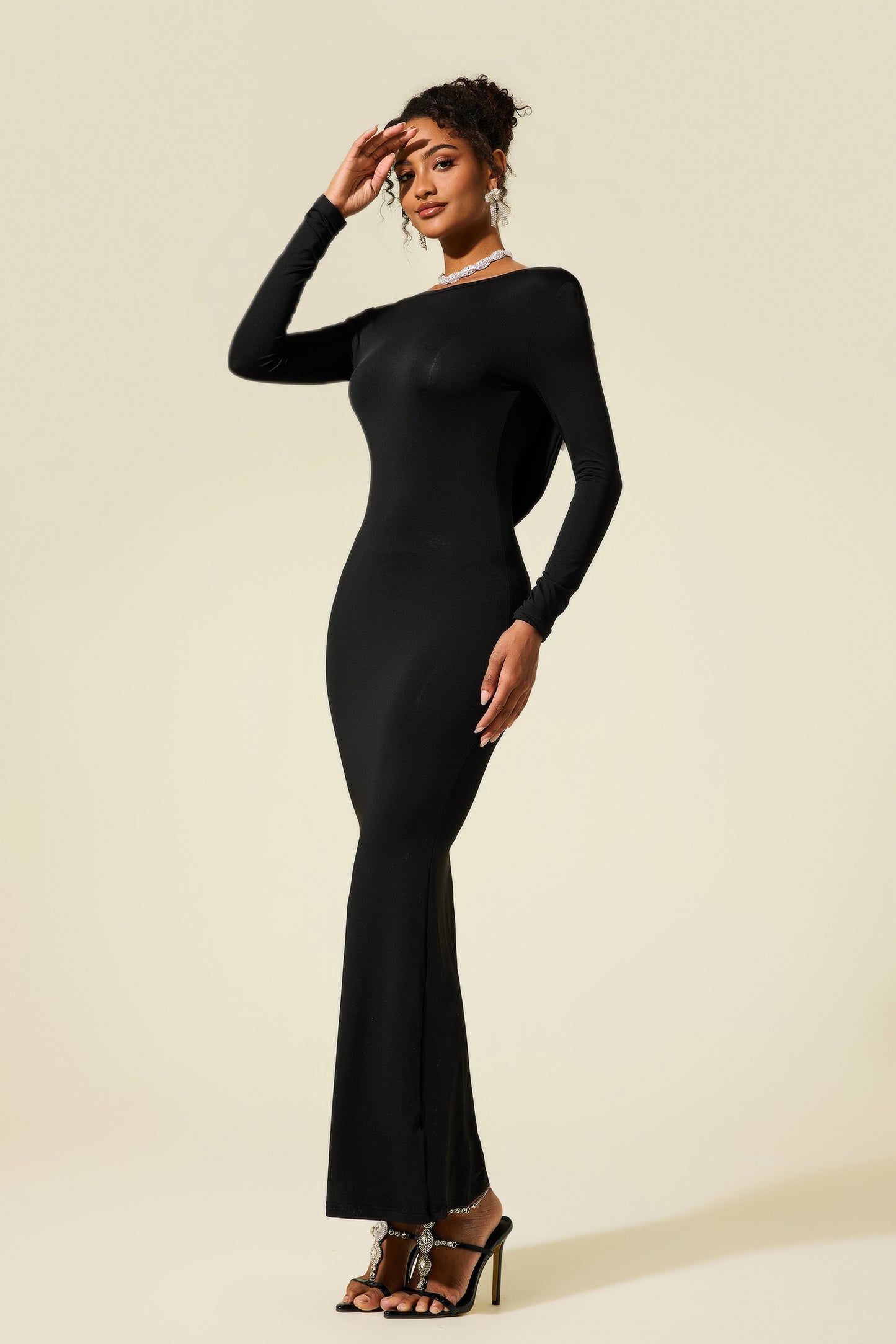 Jersey Bow Backless Midi Dress