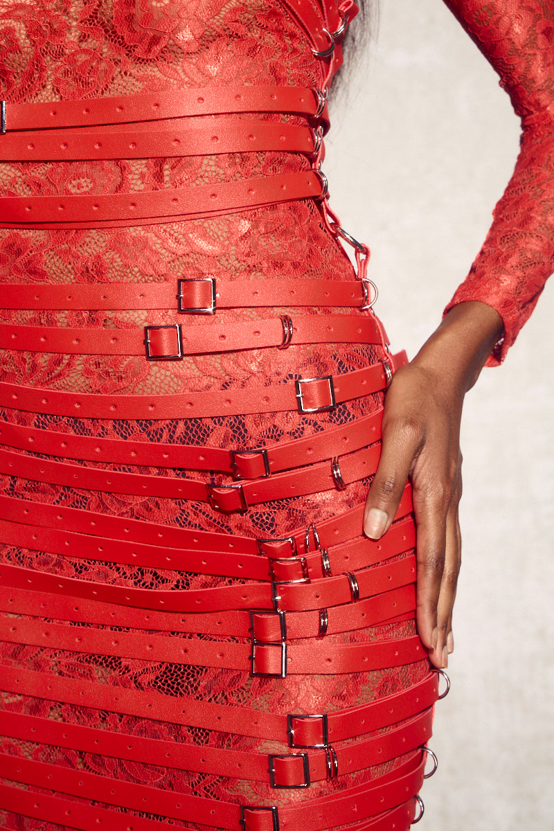 Melissa Leather Bondage Mini Dress