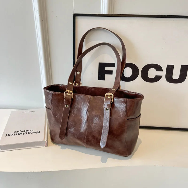 2024 Korean Retro PU Leather Shoulder Bag