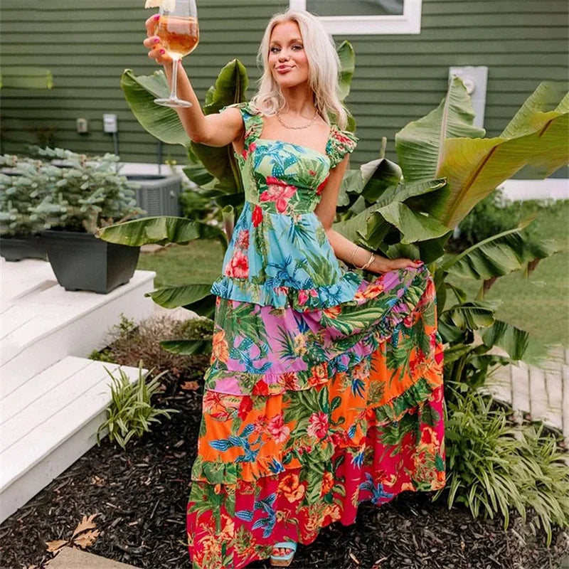 Floral Print Ruffle One Piece Swimsuit