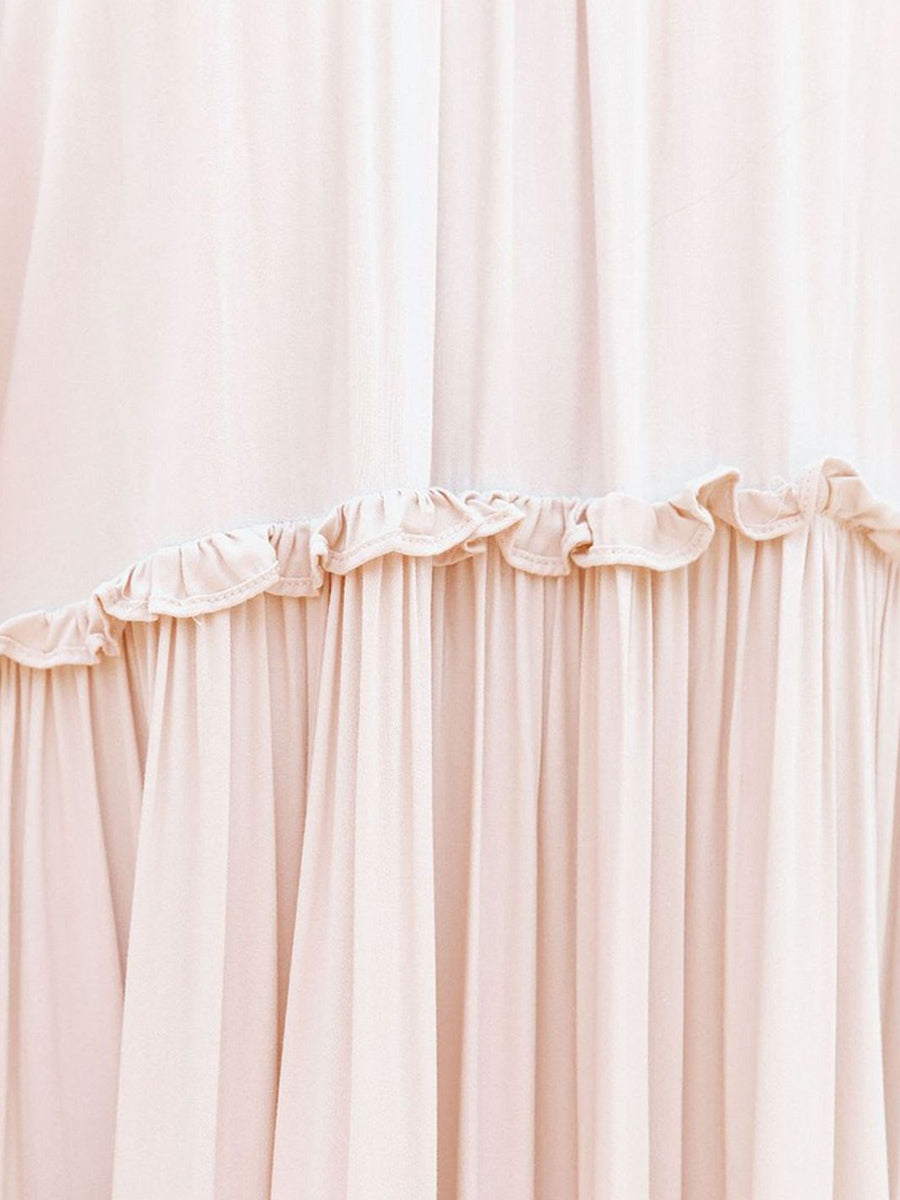 Boho Off Shoulder Tiered Maxi Dress for Women - Cream Puff Sleeve Flowy Long Gown - Summer Beach Resort 2026