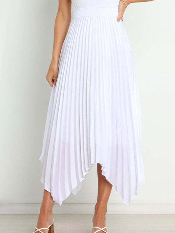Casual Skirt Vintage Accordion Pleats Handkerchief Long Skirt In Burgundy