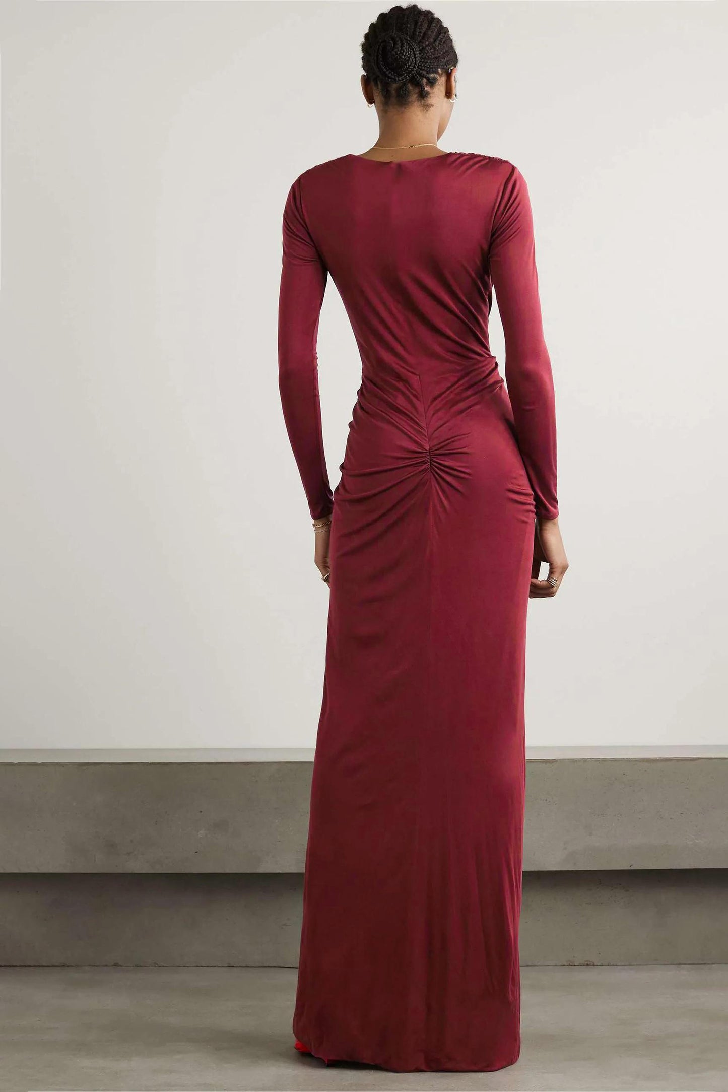 Solid Knotted Split Midi Dress