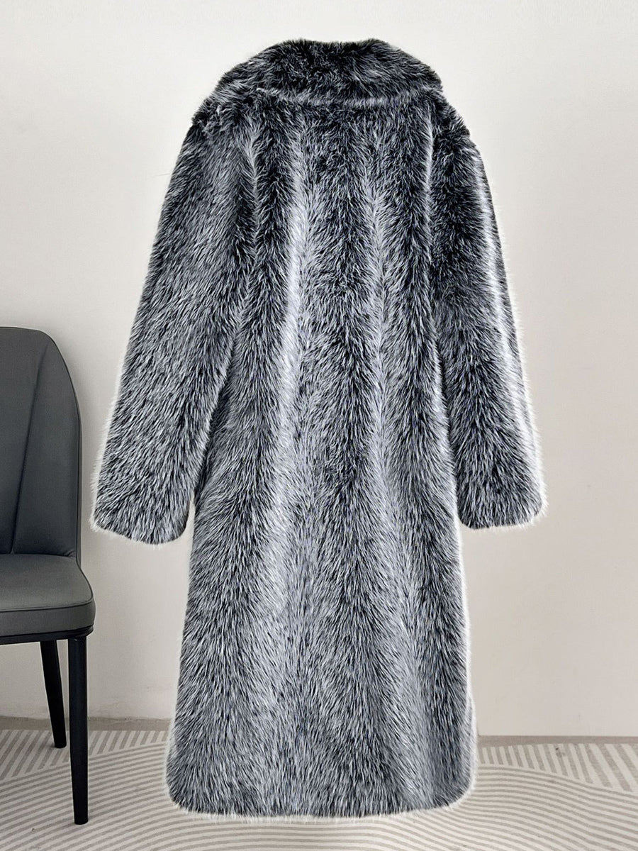 Faux Fur Coats Notched Lapel Oversized Winter Long Jacket For Women 2026
