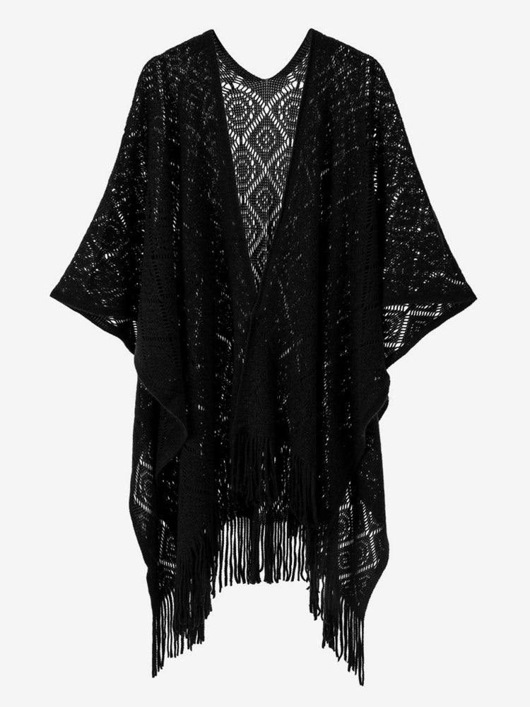 Women Poncho Designed Neckline Light Brown Poncho Cape