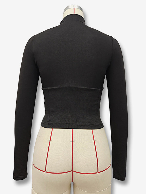 Crop Tops For Women Long Sleeves High Collar Slim Fit T-shirt For Women 2026