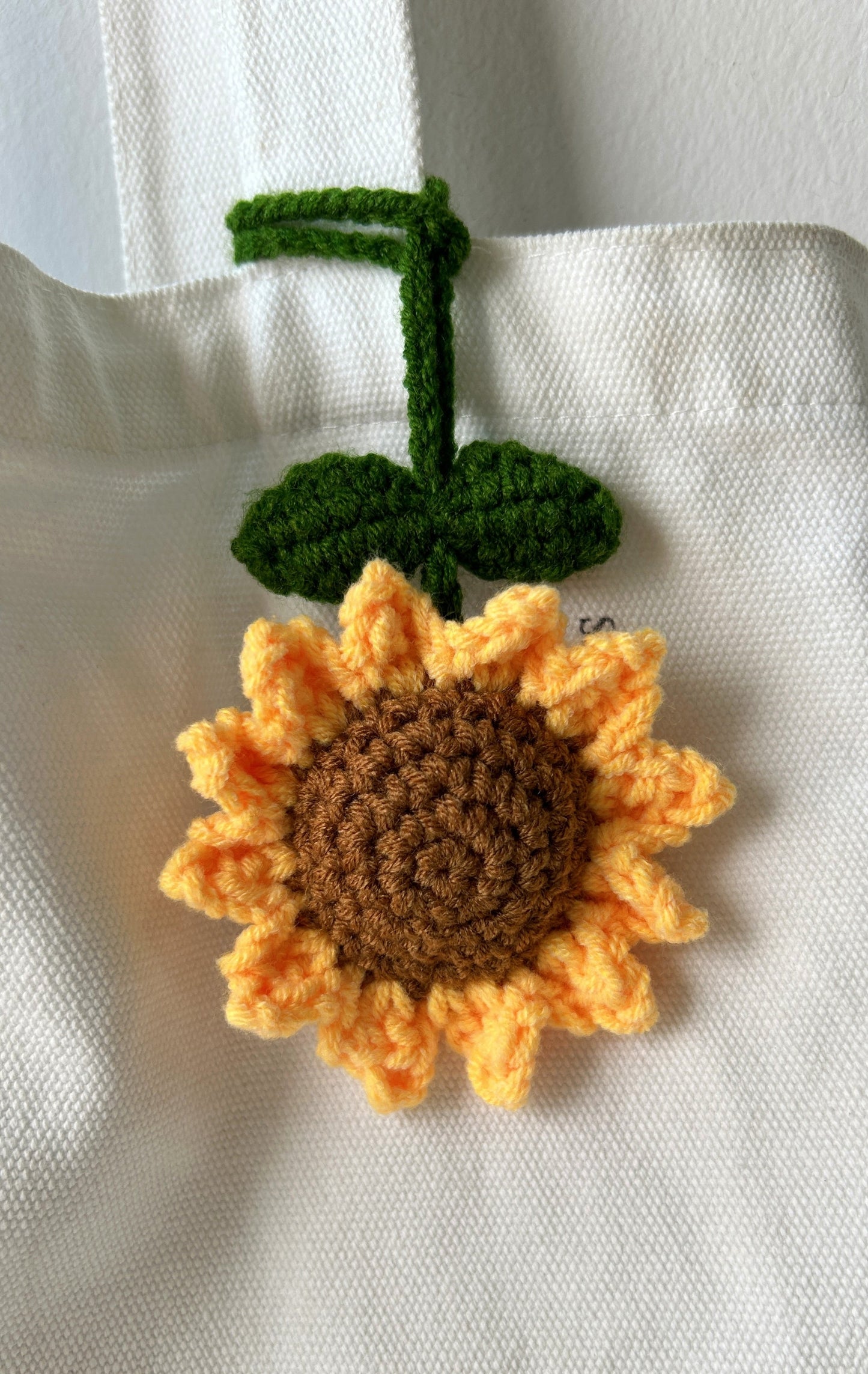 Crochet Sunflower Bag Charm Car Hanging