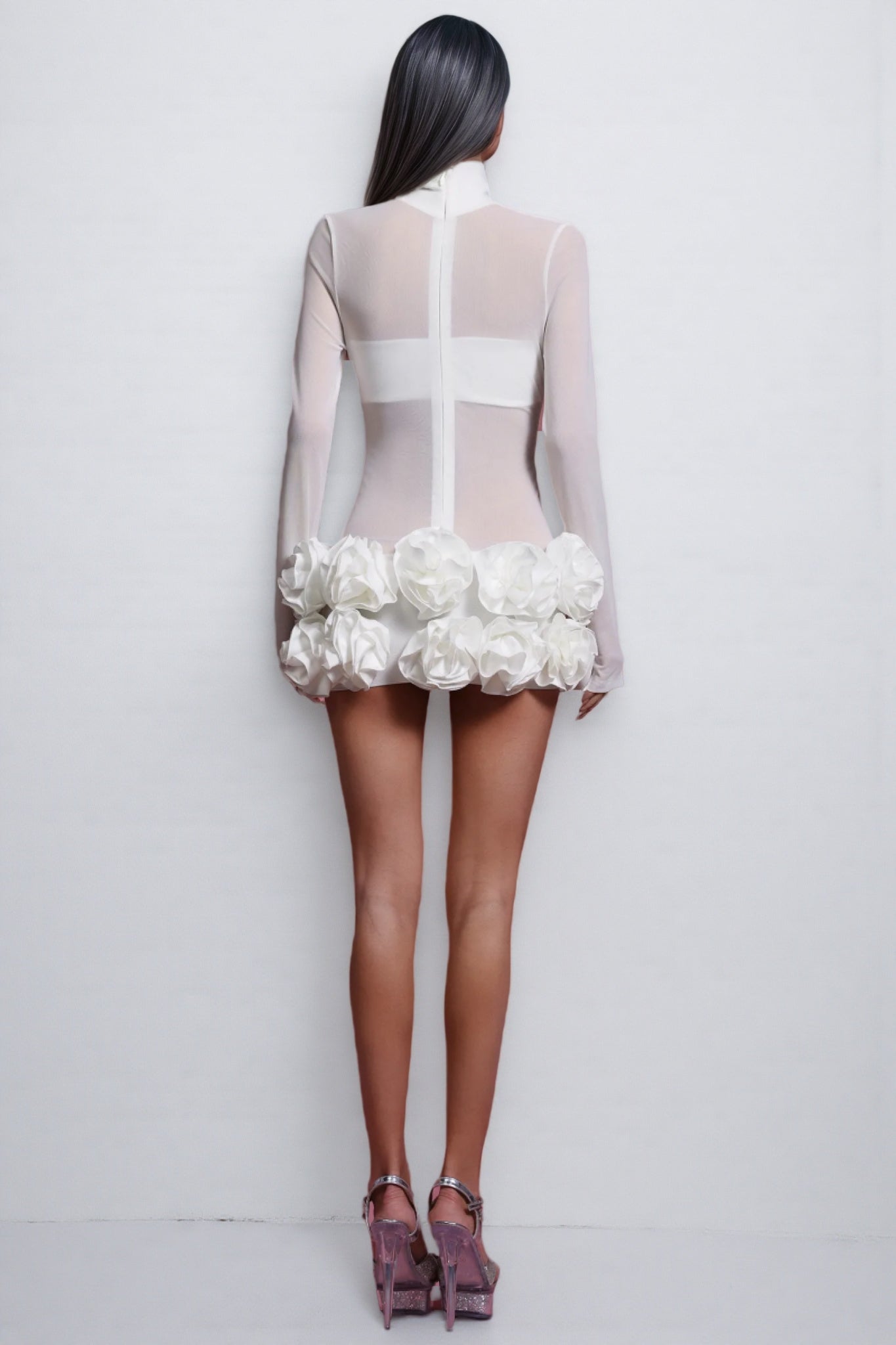 Willia Long Sleeve Flowers Mini Dress