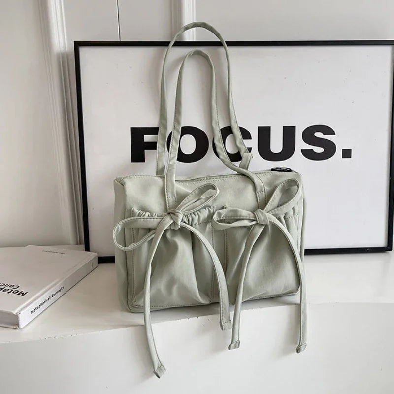 Korean Bow Nylon Foldable Shoulder Bag