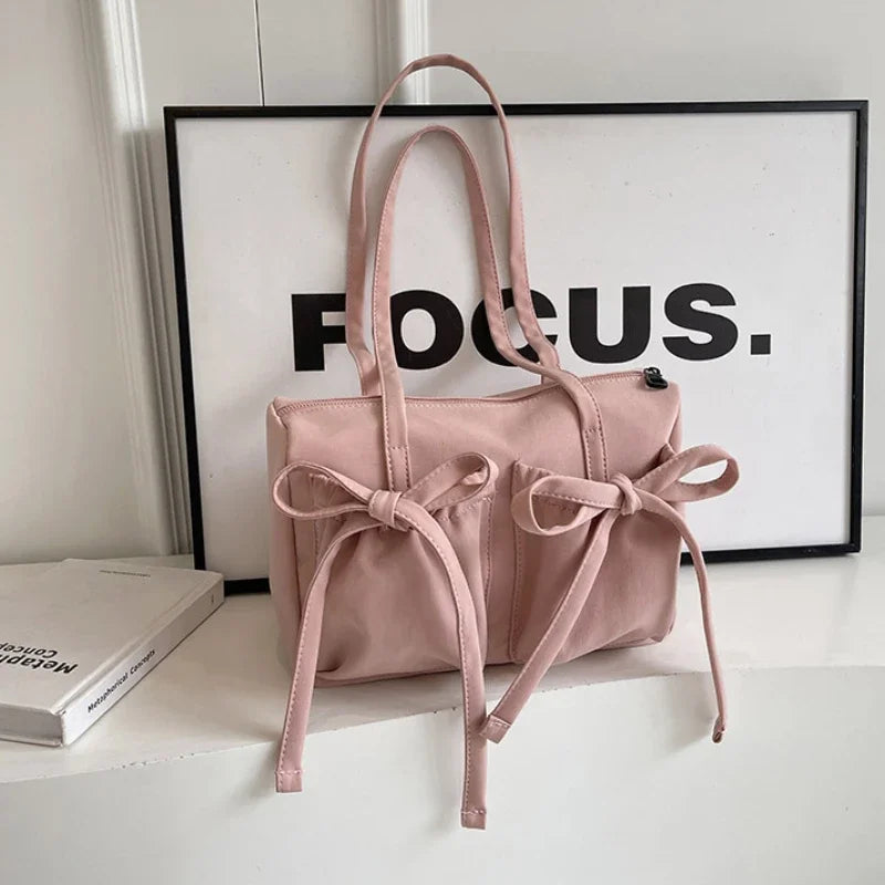 Korean Bow Nylon Foldable Shoulder Bag