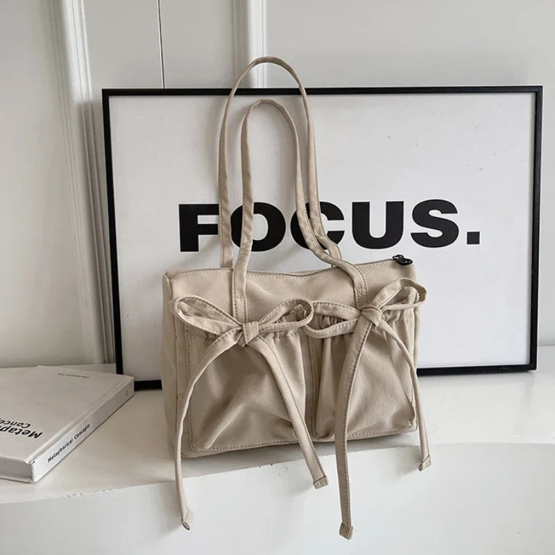 Korean Bow Nylon Foldable Shoulder Bag