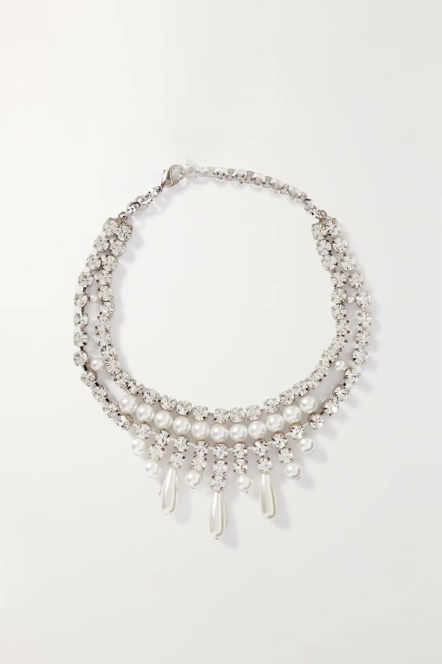 Faux Pearl Rhinestone Teardrop Choker
