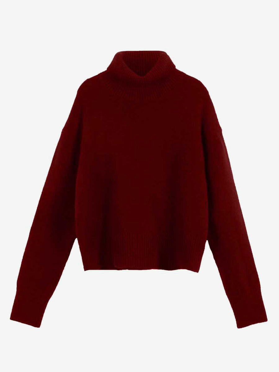 Cowl Neck Solid Color Knit Pullover Sweater For Women 2026