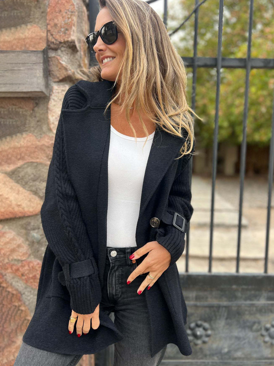 Knit Sleeve Patchwork Blazer For Women 2026