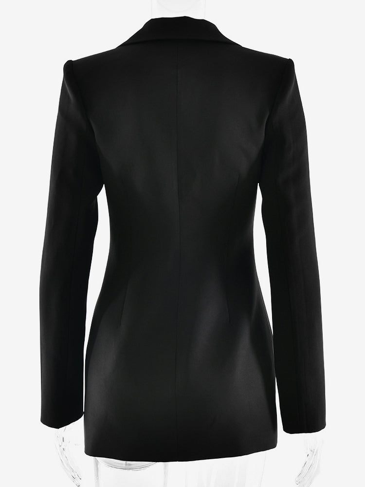 Modern Blazer Padded Shoulder Ruched Bodycon Mini Dress For Women 2026