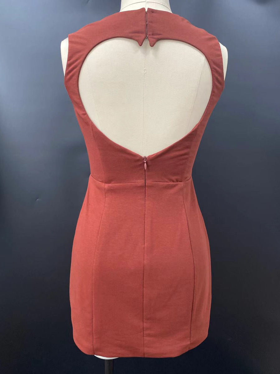 Deep V Neck Bodycon Mini Dress With Geometric Straps For Women 2026