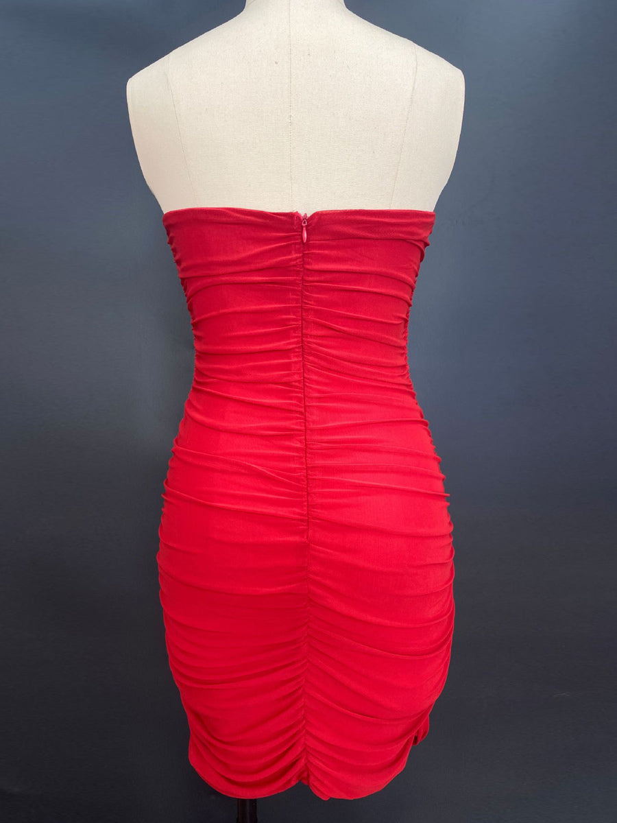 Rosette Cut Out Ruched Bodycon Mini Party Dress For Women 2026
