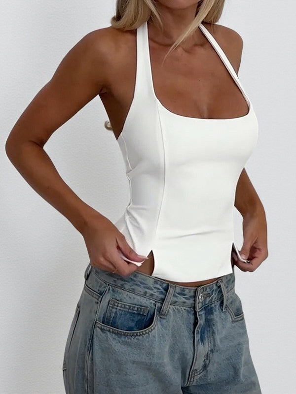 Halter Backless Crop Top - Sexy Balletcore Exposed Back Zipper Cami - Coquette Aesthetic Night Out Slim Fit Tank 2026
