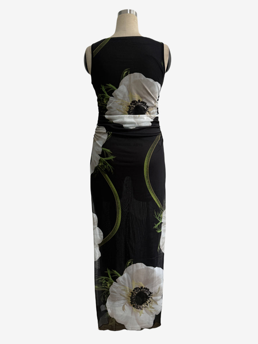 Floral Print Women Maxi Dress - Elegant Ruched Bodycon - 90s Vintage Aesthetic Summer Daily Wear 2026