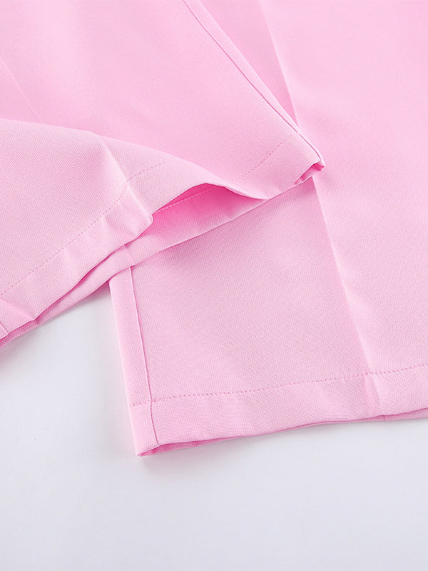 Sleeveless Blazer Set For Women Business Casual - Pink Chic Double Breasted Tailored Cut - 2026 Summer Work Outfit