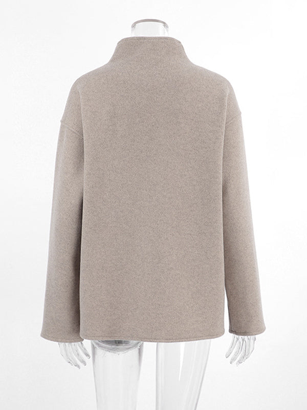 Double Breasted Women's Short Coat - Minimalist Stand Collar Boxy Outerwear - Old Money Aesthetic Spring Streetwear 2026