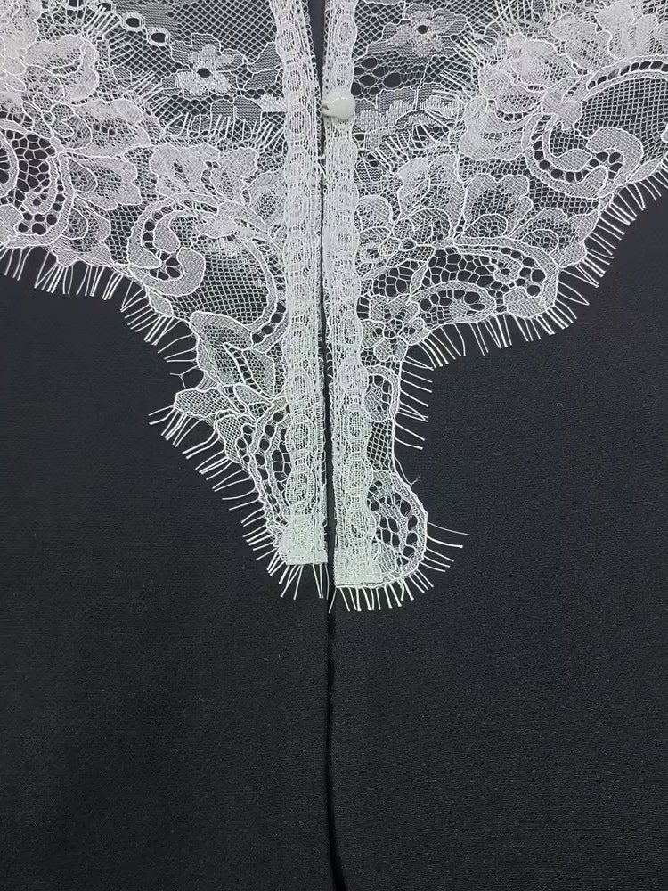Sexy Corset Lace Blazer For Women - Black White Contrast Bustier Slim Suit Jacket - Spring Night Out Party 2026