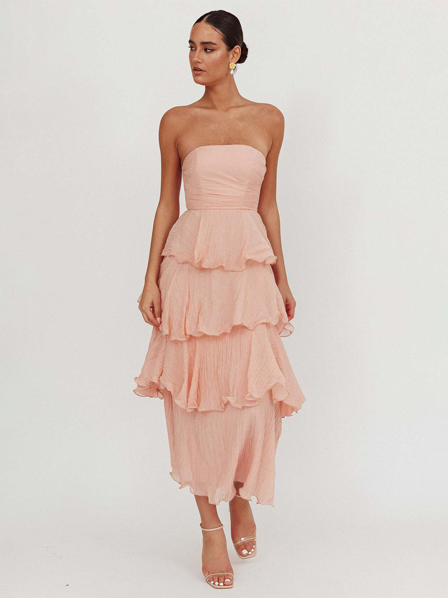 Tiered Ruffle Maxi Dress For Women - Sleeveless Layered A-Line Tube Sun Dress - Summer Wedding Guest 2026