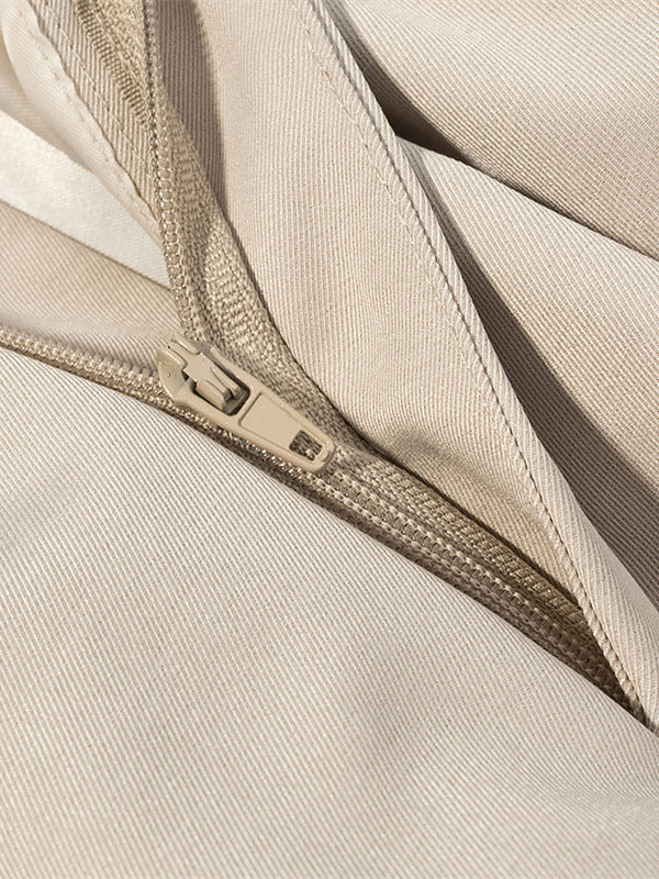 2-Piece Sets Pant Set White Pleated Polyester Turndown Collar Long Sleeves Sets