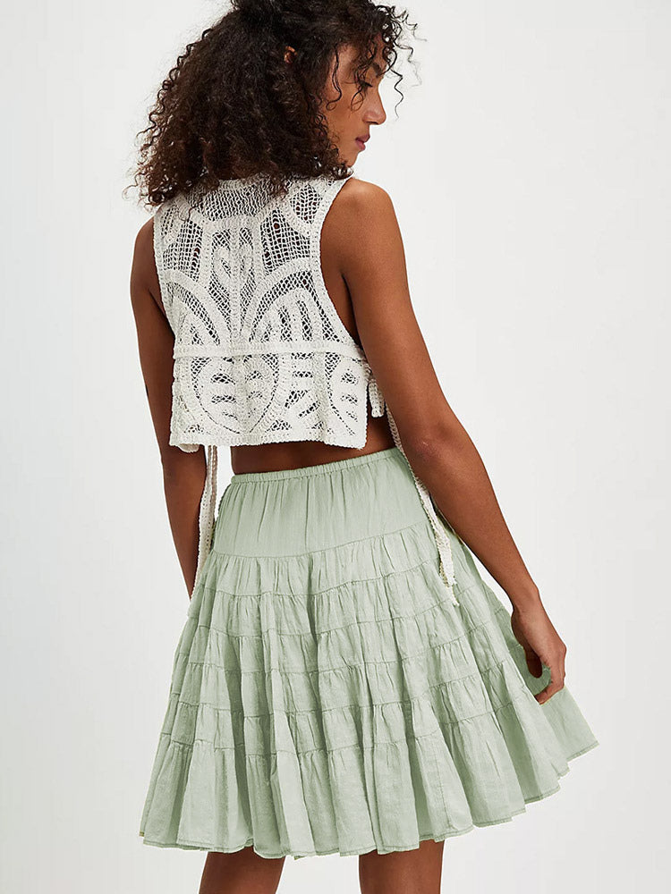 Skirts White Natural Waist Chic Pleated Women's Bottoms
