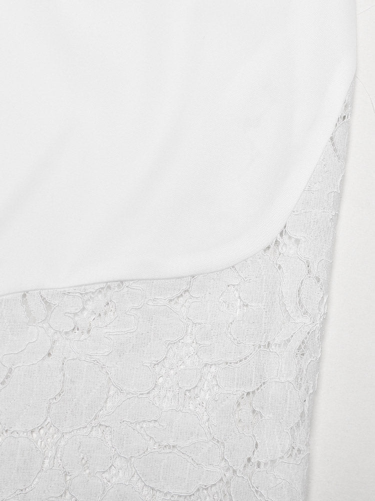 White Lace Panel Slip Maxi Dress For Women Elegant Evening Style