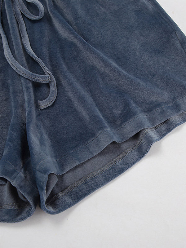 Two Piece Sets Blue Casual Street Wear V-Neck Long Sleeves Pant Set
