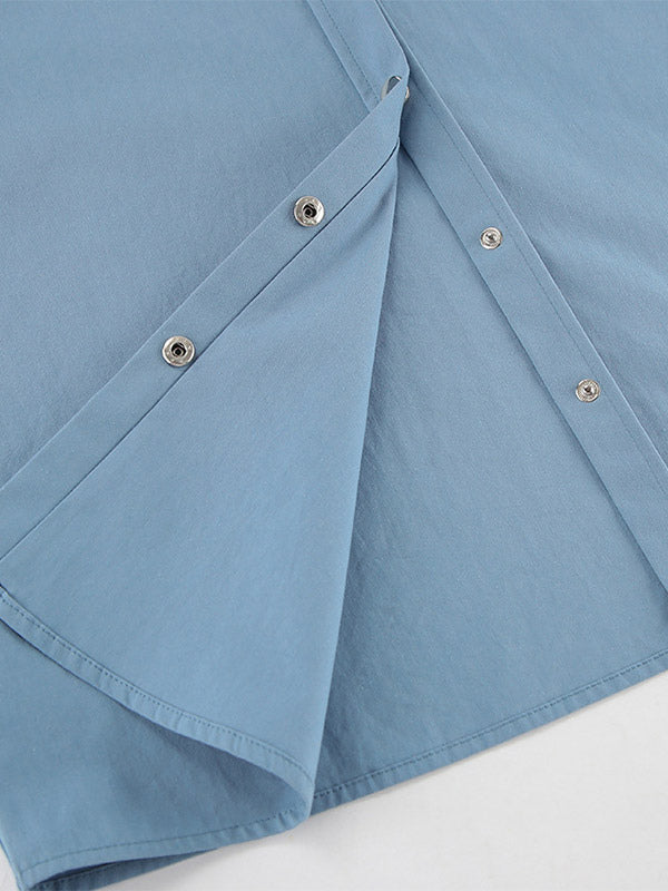 Women Jacket Turndown Collar Buttons Cotton Long Sleeve Outerwear