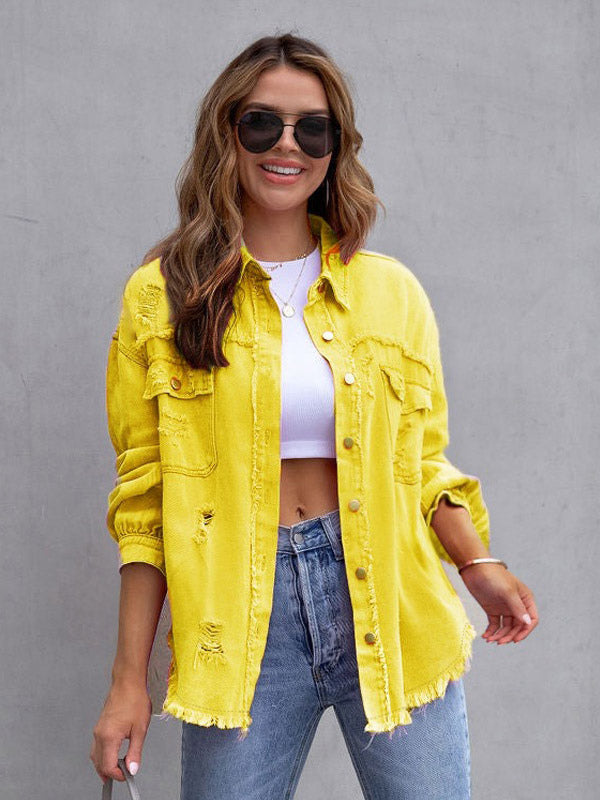 Women Jacket Turndown Collar Cotton Long Sleeve Oversized Outerwear