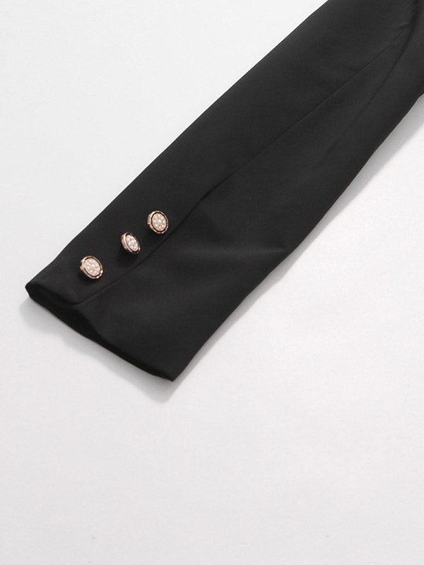 Blazer For Women Chic Turndown Collar Cut Out Long Sleeves Outerwear