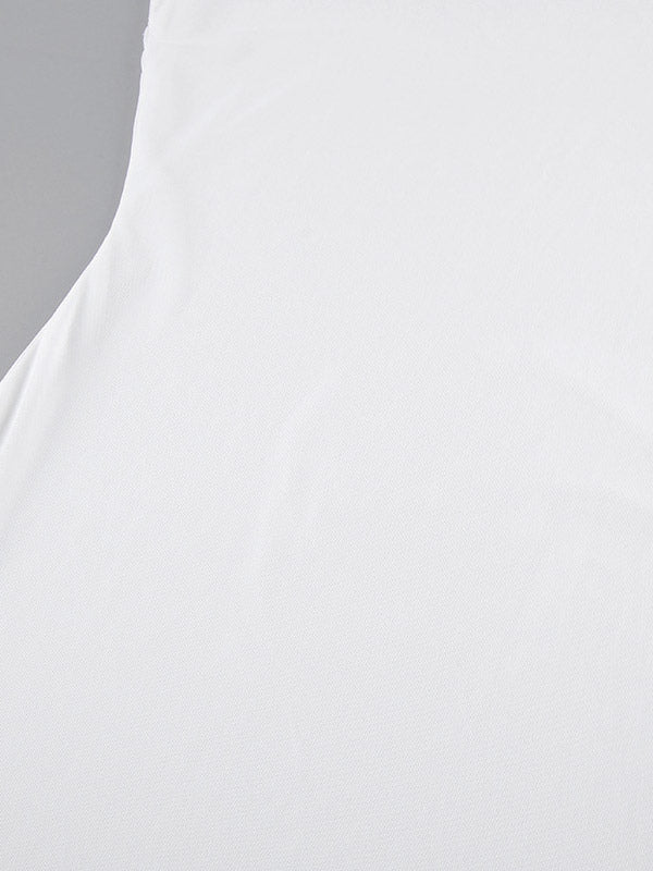 Daily Dresses Woman's Maxi White Long Sleeves Jewel Neck Natural Waist Dress