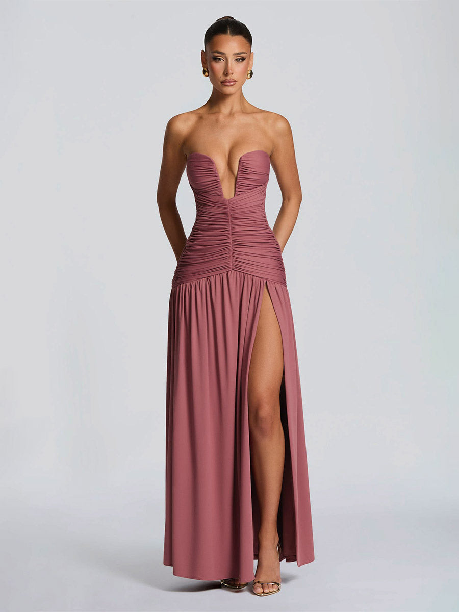 Party Dress Maxi Coffee Brown Halter Zipper Sleeveless Backless Elegant Semi Formal Dress