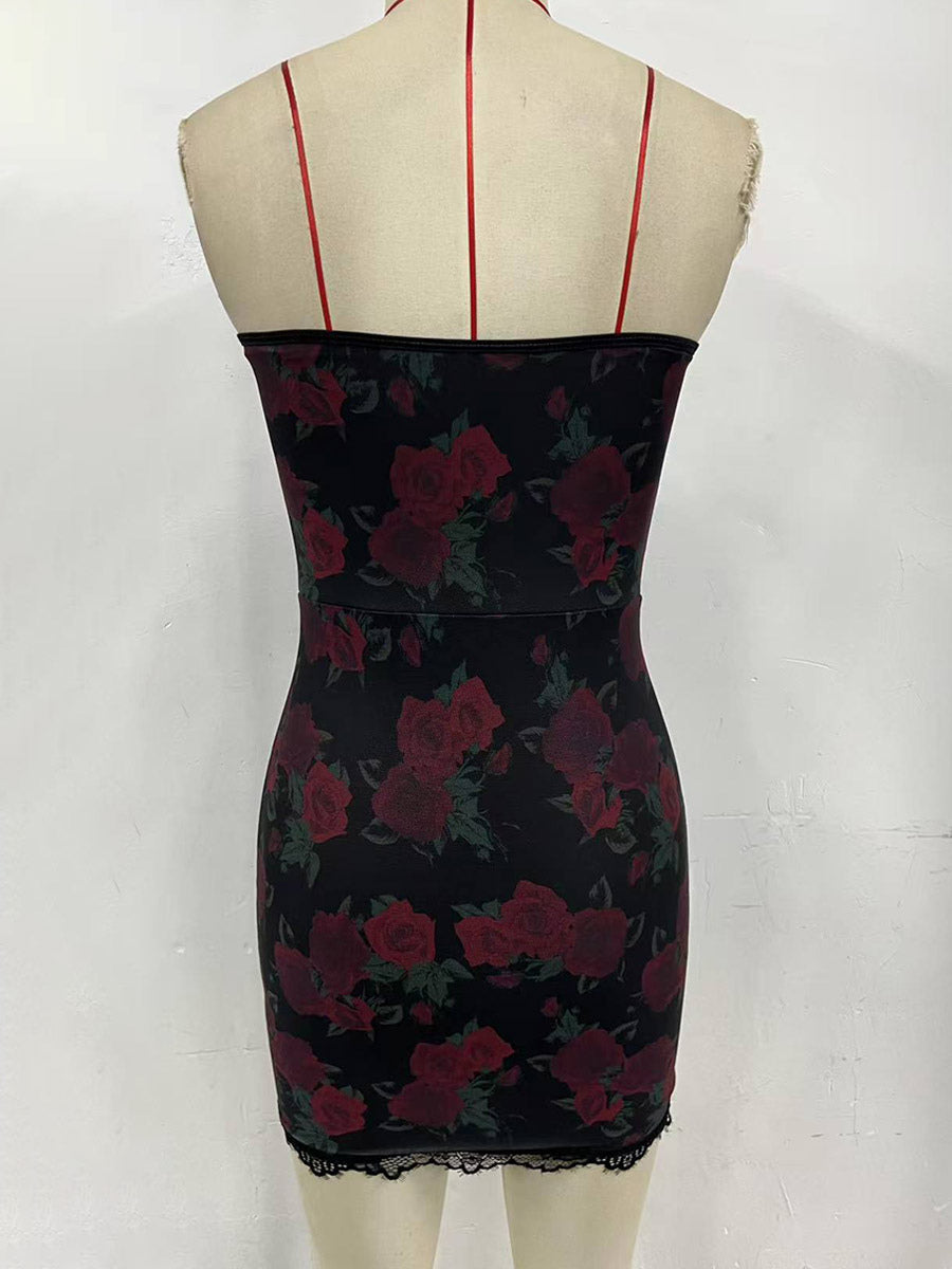 Night Out Dresses Red Leopard Print Sleeveless Strapless Shaping Summer Dress