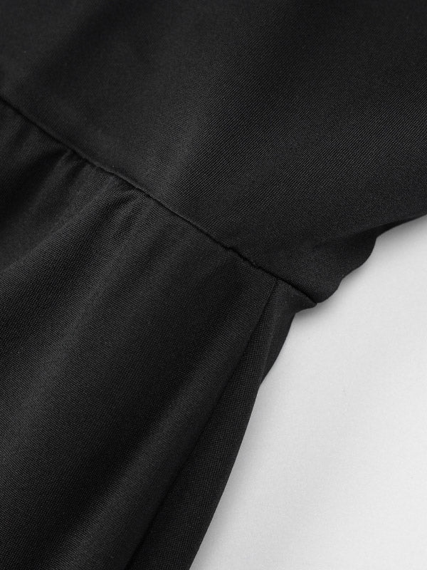 Party Dresses Black Rivet Trim Halter Open Back Bodycon Mini Dress Nightclub Party Outfit