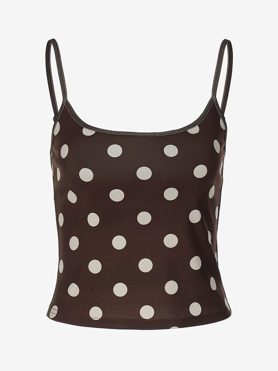 Coffee Brown Cami Top Straps Neck Chic Open Shoulder Women Camis