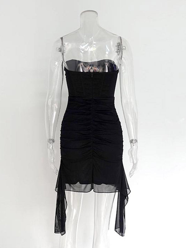 Party Dress Mini Purple Strapless Sleeveless Sexy Semi Formal Dress
